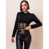 Černý elegantní crop top GIDEOMI s dlouhým rukávem