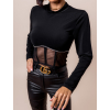 Černý elegantní crop top GIDEOMI s dlouhým rukávem