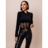 Černý elegantní crop top GIDEOMI s dlouhým rukávem