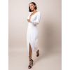 Bílé dlouhé šaty SHILOHI s výstřihem do V