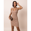 Světle hnědé elegantní šaty ATTICUS se třpytivými ramínky