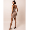 Světle hnědé elegantní šaty ATTICUS se třpytivými ramínky