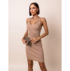 Světle hnědé elegantní šaty ATTICUS se třpytivými ramínky