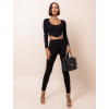Černý dvoudílný žebrovaný komplet JANIES s dlouhým rukávem