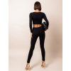 Černý dvoudílný žebrovaný komplet JANIES s dlouhým rukávem