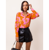 Oranžová elegantní košile MENSA s květinovým vzorem