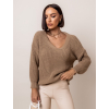 Hnědý svetr IRENE s výstřihem do V