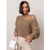 Hnědý svetr IRENE s výstřihem do V