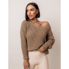 Hnědý svetr IRENE s výstřihem do V