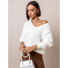 Bílý svetr IRENE s výstřihem do V