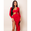 Červené elegantní šaty VALLI s průstřihy