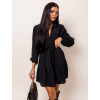 Černé košilové šaty ODORA na zavazování