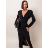Černé elegantní šaty CLOVER s rozparkem