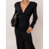 Černé elegantní šaty CLOVER s rozparkem