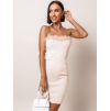 Krémové elegantní šaty CELLESTE s peřím
