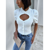 Bílý elegantní crop top DEVERELL s knoflíky
