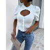 Bílý elegantní crop top DEVERELL s knoflíky