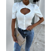 Bílý elegantní crop top DEVERELL s knoflíky