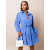 Modré košilové šaty ODORA na zavazování