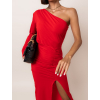 Červené elegantní šaty OUKLYN na jedno rameno