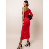 Červené elegantní šaty OUKLYN na jedno rameno