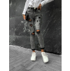 Tmavě šedé roztrhané denim džíny ABIGAILE
