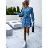 Modré květinové šaty GALILEO s dlouhým rukávem
