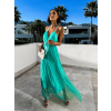Tyrkysové dlouhé elegantní šaty MONARCH na zavazování