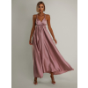 Starorůžové lesklé šaty VALERDY s variabilním vázáním / bez rozparku