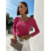 Tmavě růžový crop top RANDY s výstřihem do V