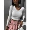 Bílý crop top RANDY s výstřihem do V