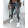 Šedé denim džíny LIDIE s roztrženými nohavicemi