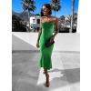 Zelené semišové elegantní šaty RUNERI bez ramínek