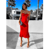 Červené semišové elegantní šaty RUNERI bez ramínek