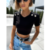 Černý crop top LYTA s knoflíky