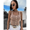 Hnědý crop top SKYLARE s knoflíky
