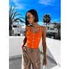 Oranžový crop top SKYLARE s knoflíky