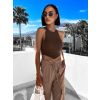 Hnědý elegantní crop top MARILENI s vycpávkami