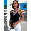 Černý elegantní top AROLENI se stříbrnými detaily