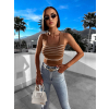 Hnědý crop top HELCIANY