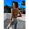 Hnědý crop top HELCIANY