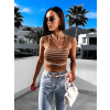 Hnědý crop top HELCIANY
