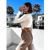 Bílý elegantní crop top KLARANE s dlouhým rukávem