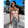 Bílý elegantní crop top AILINE s květinovým vzorem