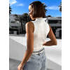 Bílý žebrovaný top BOLSANE se zlatým detailem