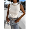Bílý žebrovaný top BOLSANE se zlatým detailem