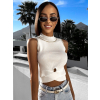Bílý žebrovaný top BOLSANE se zlatým detailem