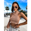 Hnědý elegantní crop top COMPALI