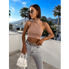 Hnědý elegantní crop top COMPALI