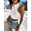 Bílý elegantní crop top COMPALI